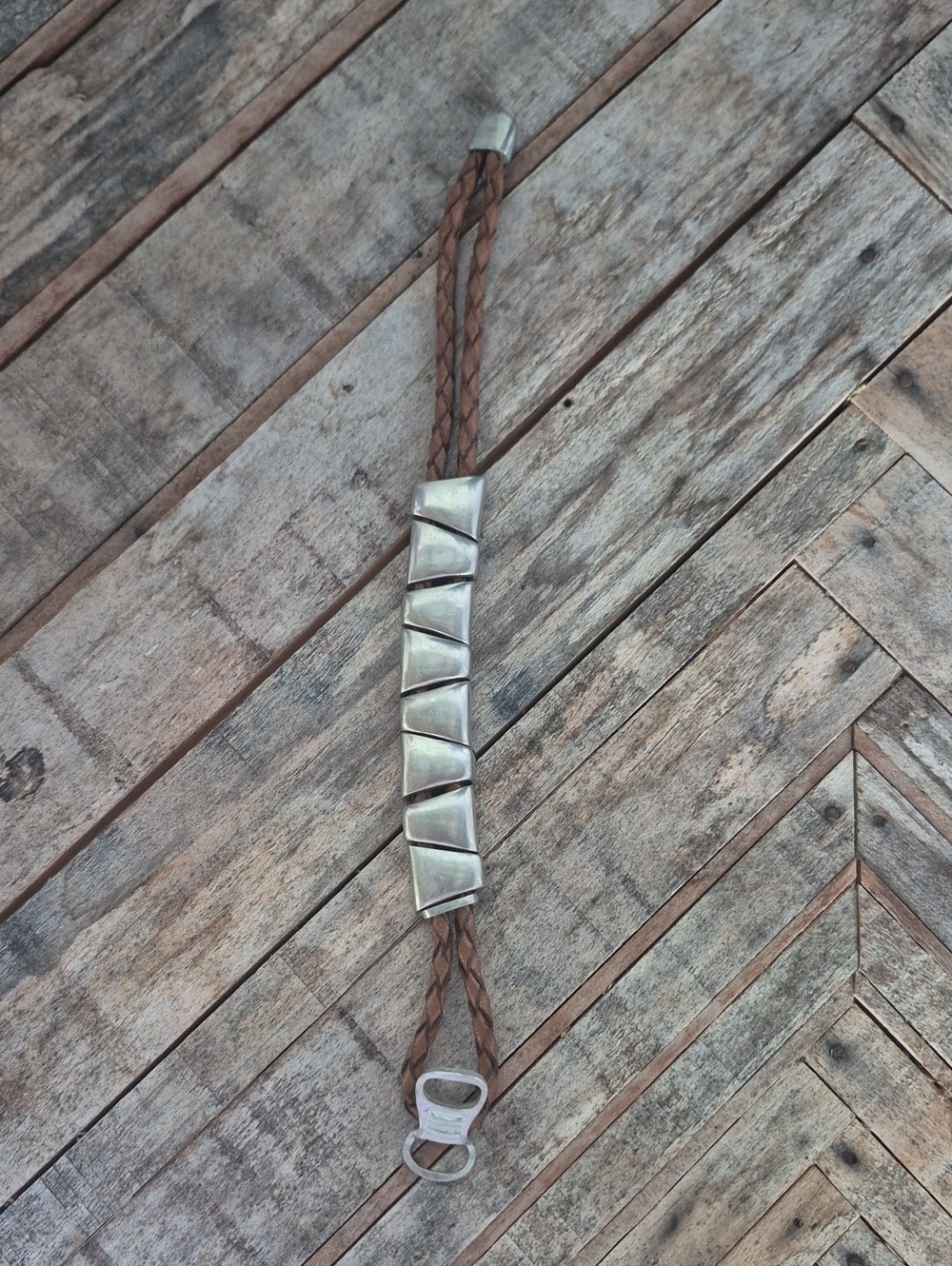 UNO de 50 Energy+ Mens Brown Braided Leather Bracelet with Silver Accents